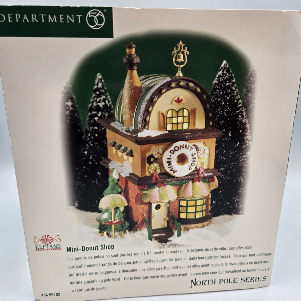 Vtg Department 56 North Pole Elf Land Mini-Donut Shop Porcelain House New In Box